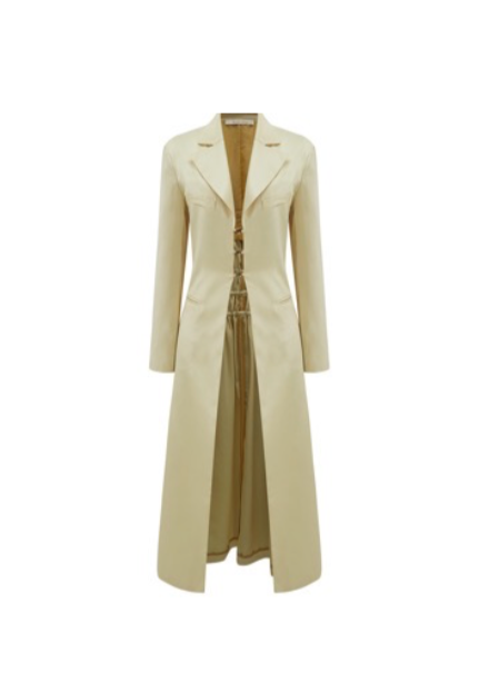 Yellow Drawstring Double Breasted Blazer