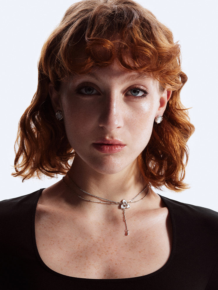 Triple Pearl Layered Necklace (Silver)