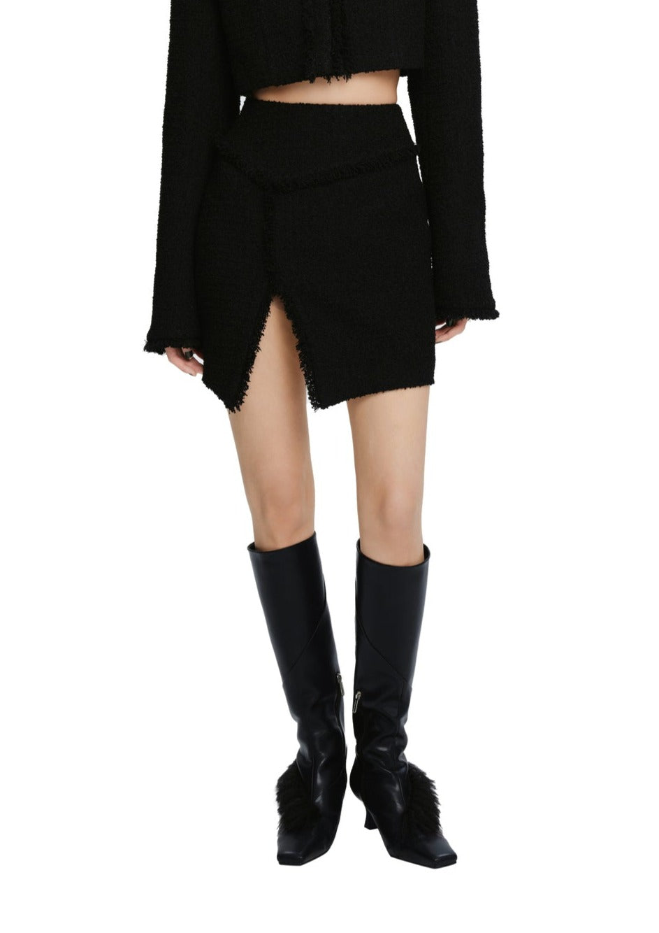 Woven Tassel Bodycon Mini Skirt