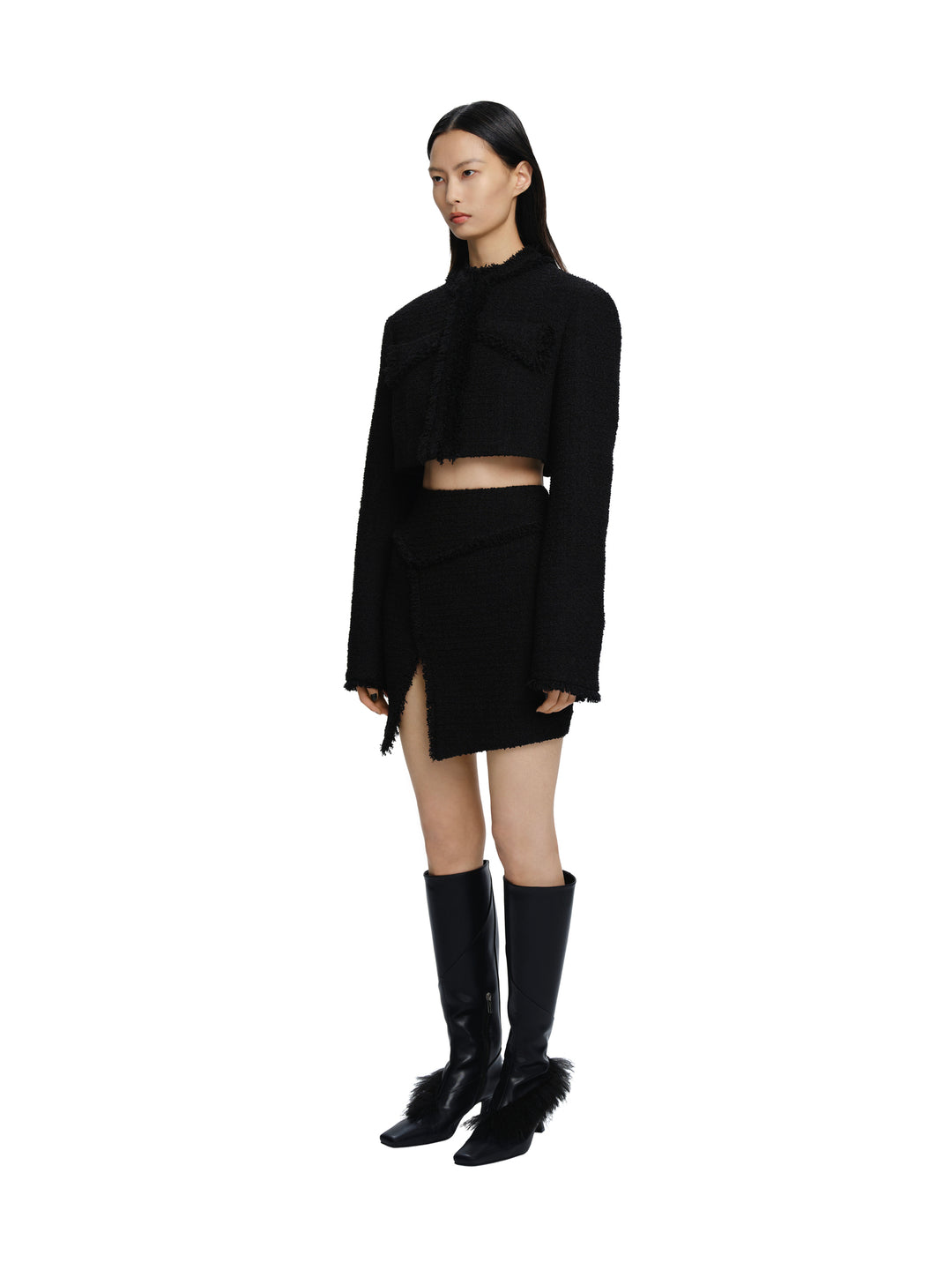Woven Tassel Bodycon Mini Skirt