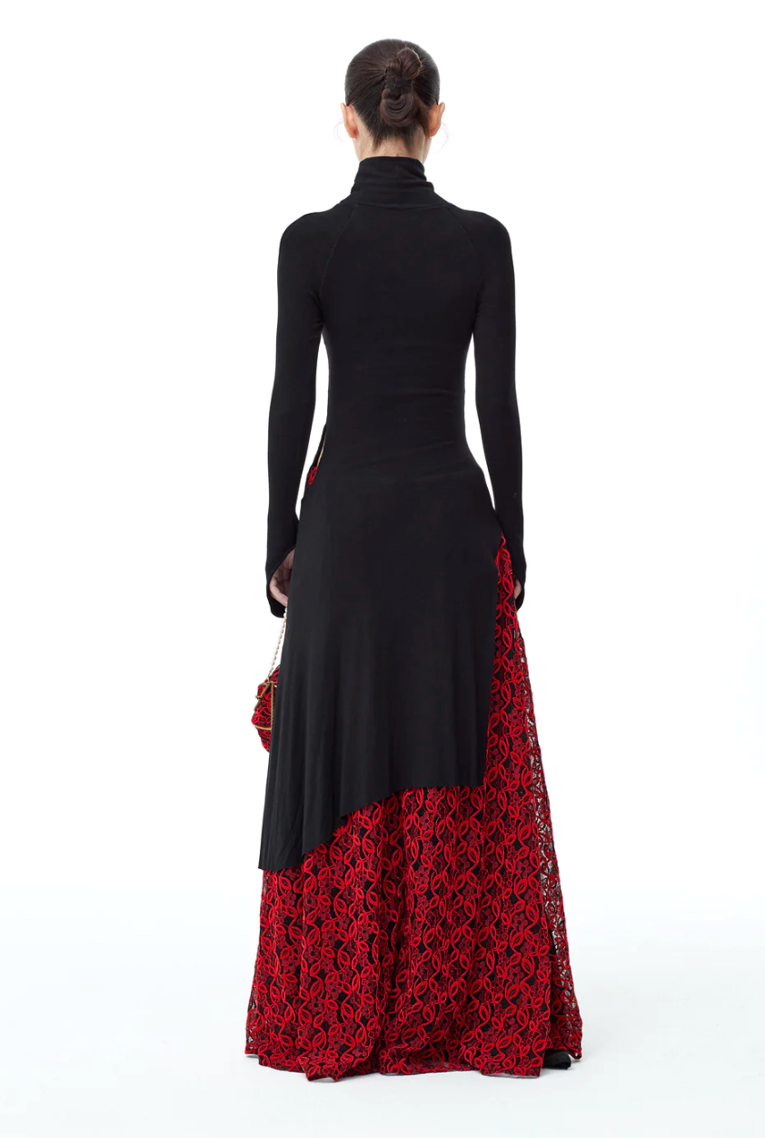 Cotton Jersey High Neck Dress