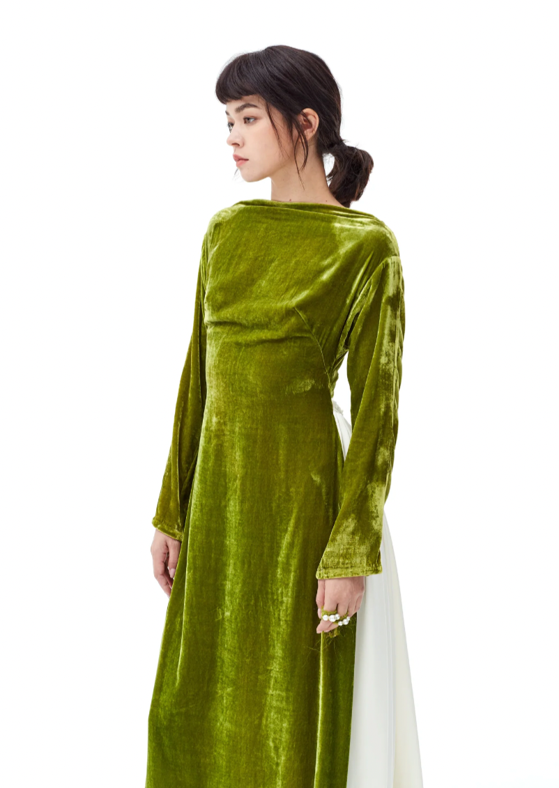 Velvet Boat Neck Smock Dress
