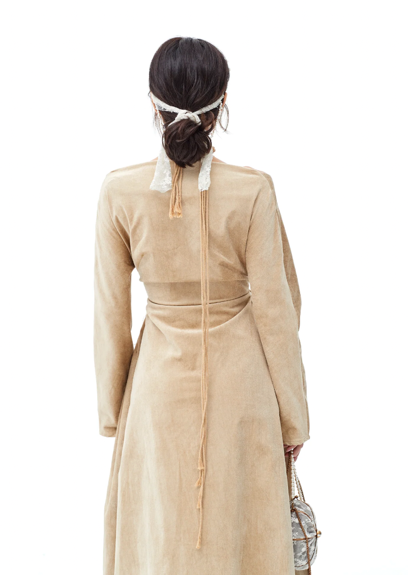Corduroy Boat Neck Smock Dress
