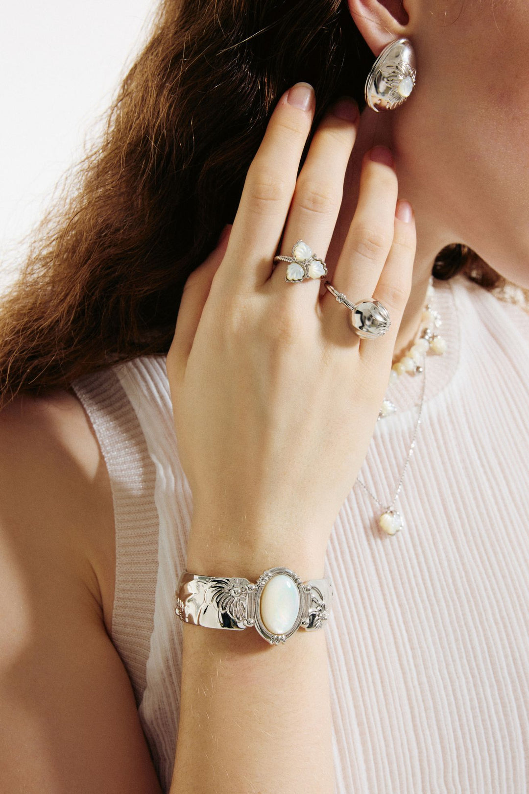 Mini Champagne Triple Flower Ring