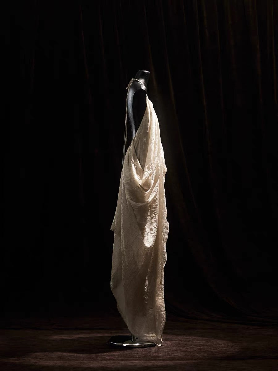 Tencel Jacquard Halter Dress white