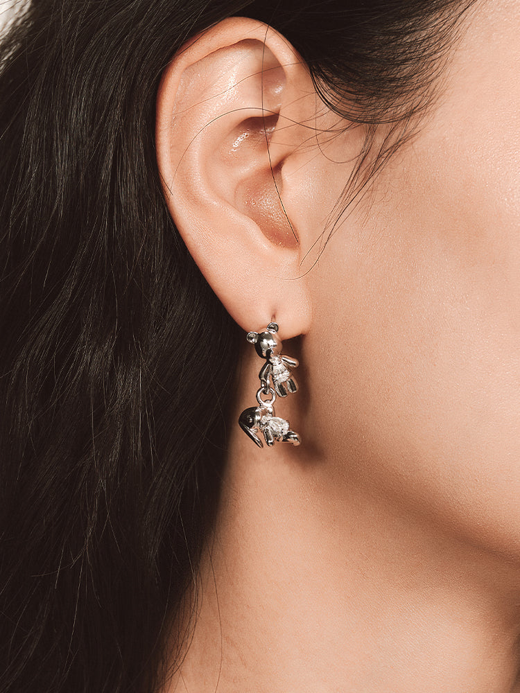 Bear Holding Hands Earring