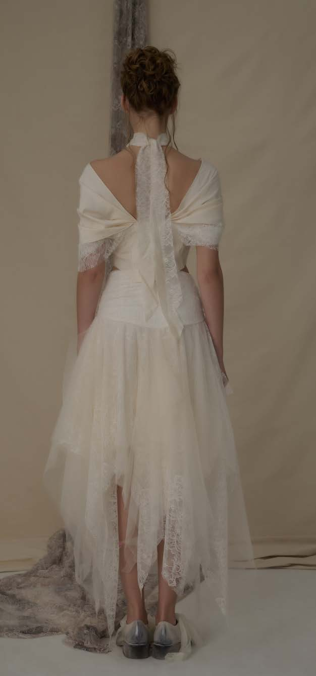 Lace Irregular Mesh Skirt (Milk White)