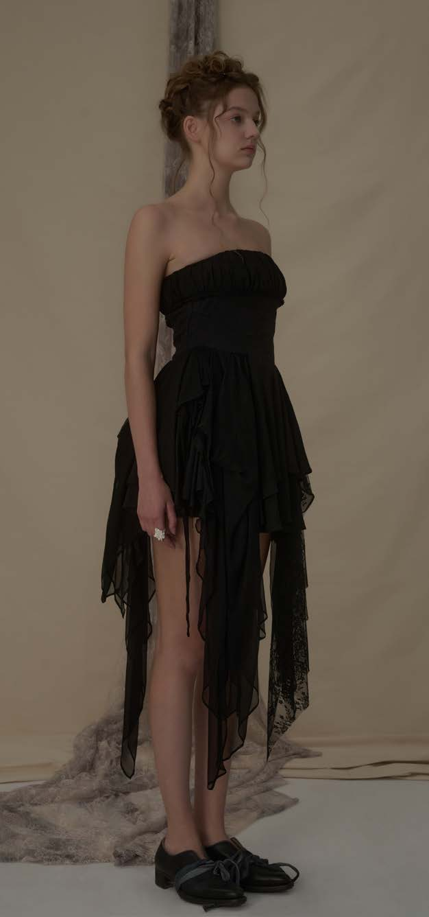 Drawstring Sheath Dress (Black)