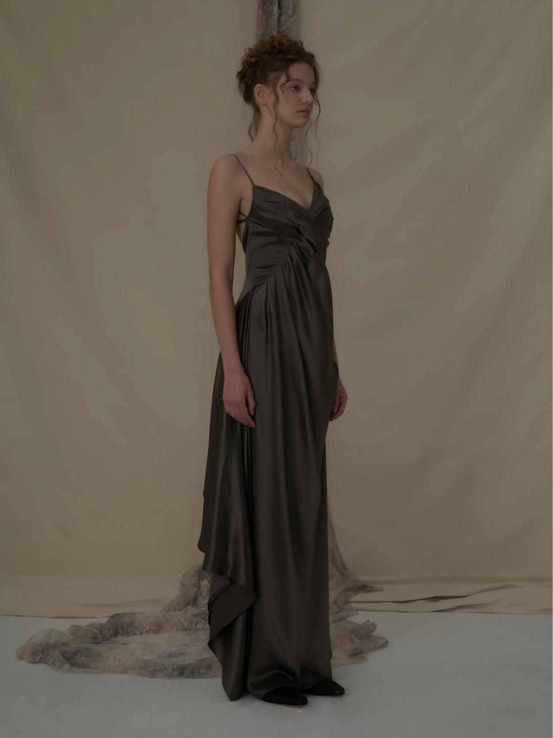 three floor pleat dress Three Floor Lilac Blushin Dress Midi Pastel Pleated Straps 4 NWOT $470