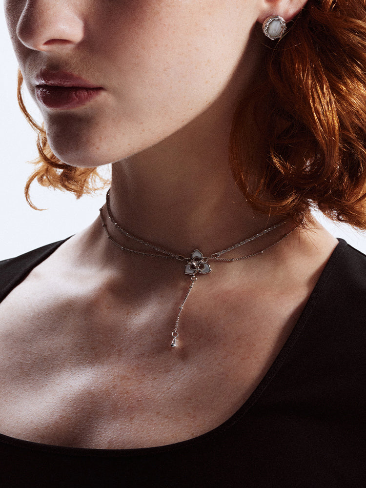 Triple Pearl Layered Necklace (Silver)