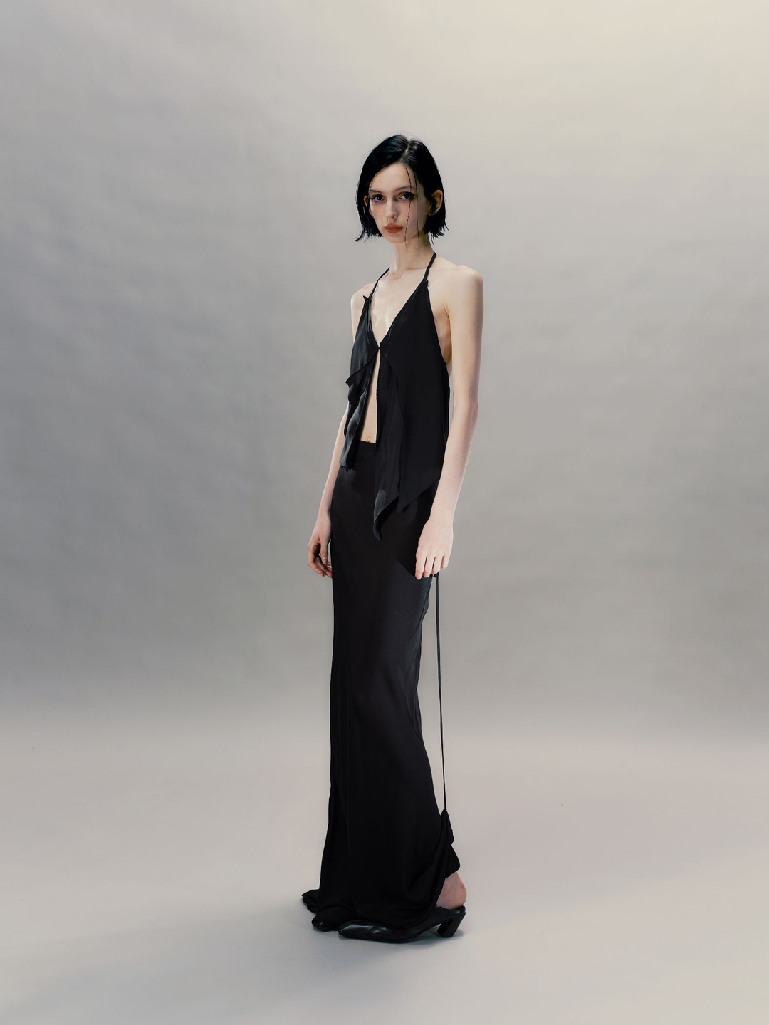 Umbrella Hem Drop Strap Skirt