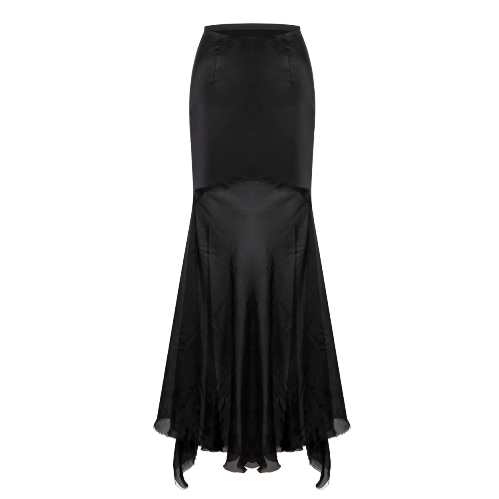 Mermaid Silk Skirt Black