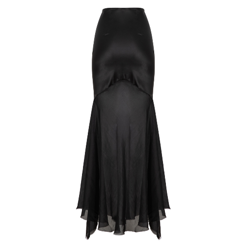 Mermaid Silk Skirt Black