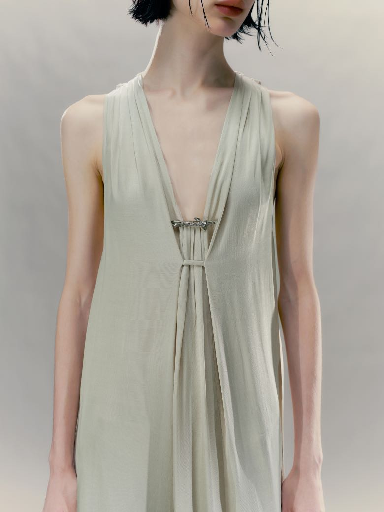 Pendant Embellished Umbrella Hem Dress