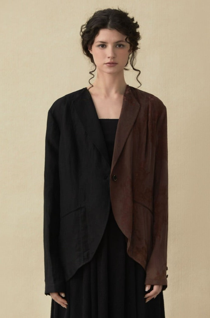 Black-Brown Color Block Suit