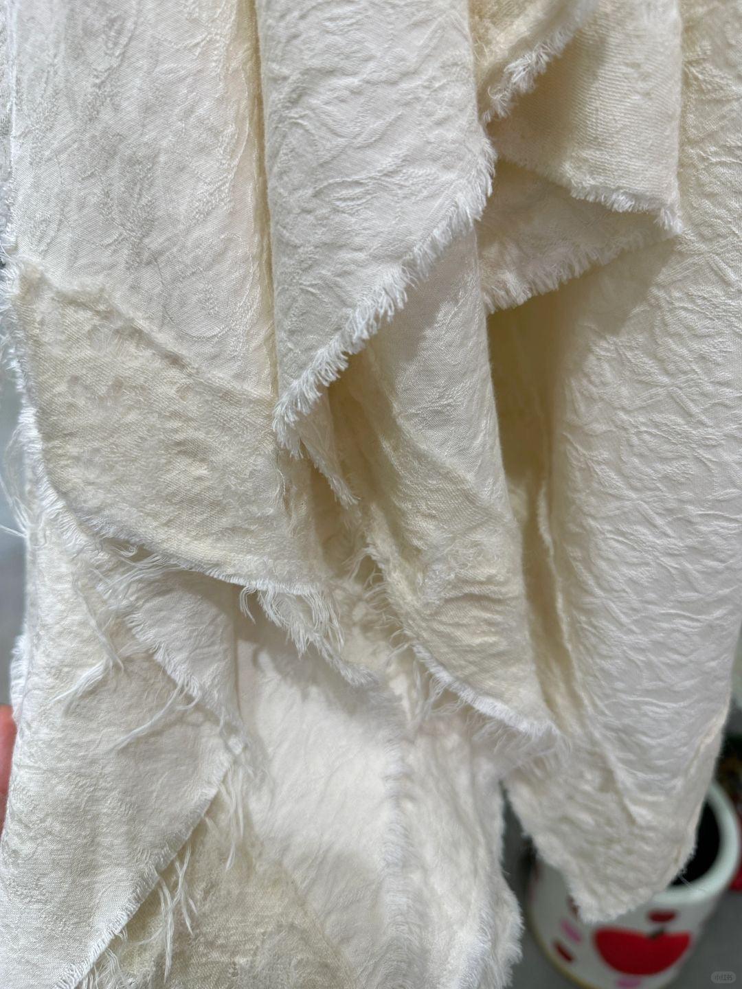 Trimmed Ripped Wool Skirt