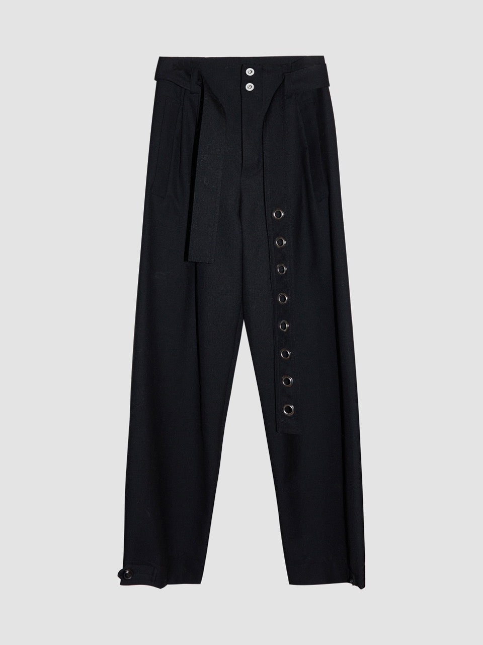 Pleated Pants  With Adjustable Detachable Belt