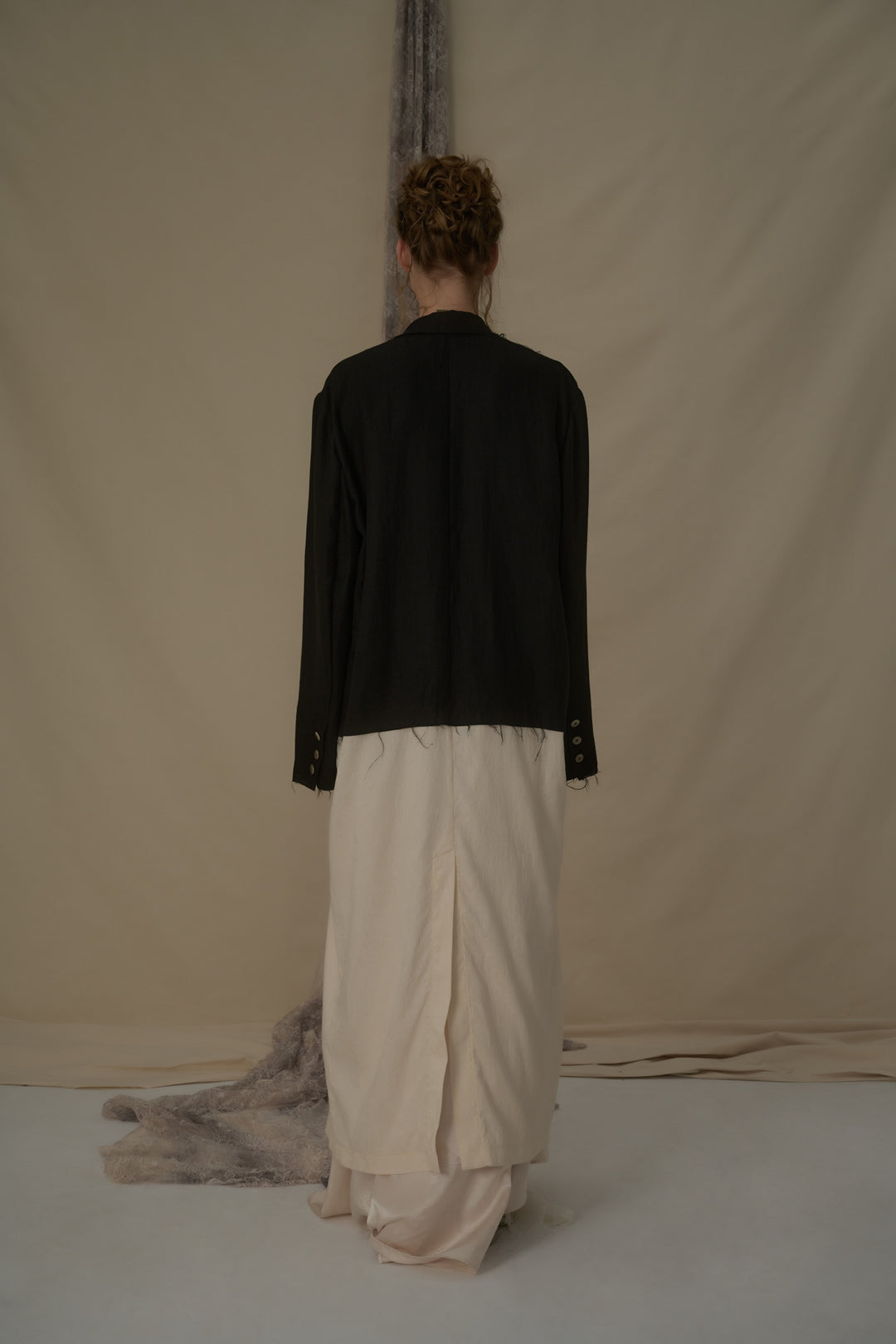 Linen and silk patchwork jacket