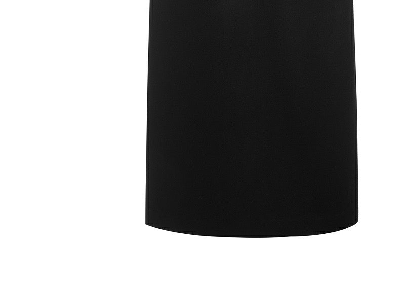 Black Wool Patchwork Slit Mini Skirt