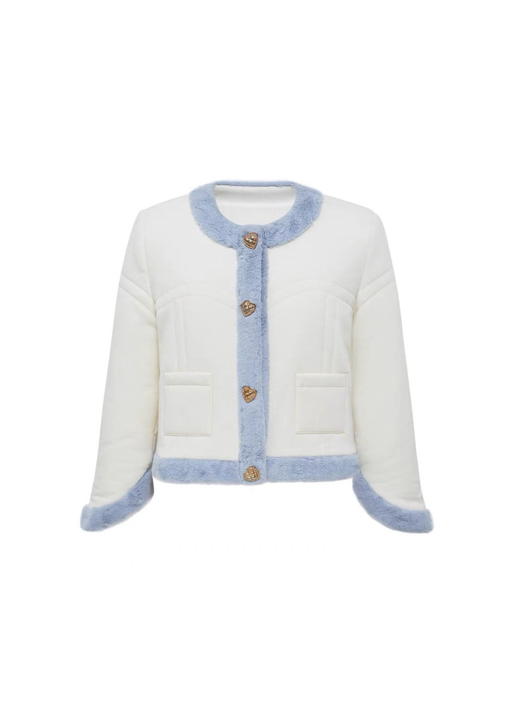 White Wool Stitching Eco-friendly Fur Short Cotton Jacket