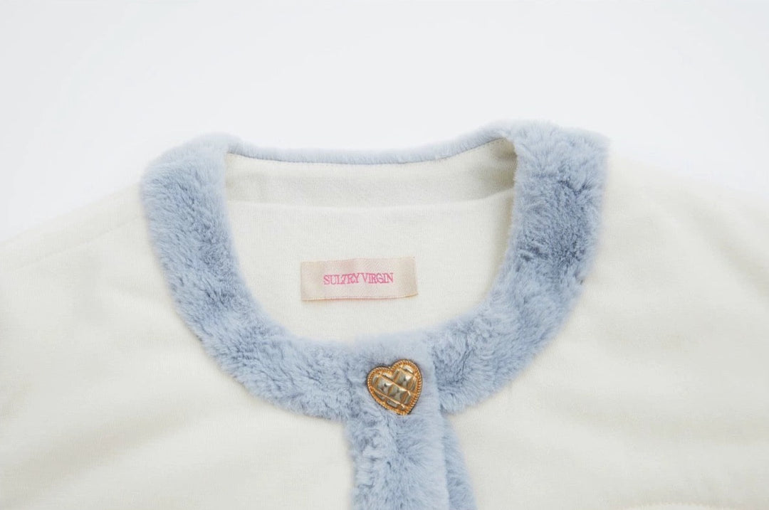 White Wool Stitching Eco-friendly Fur Short Cotton Jacket
