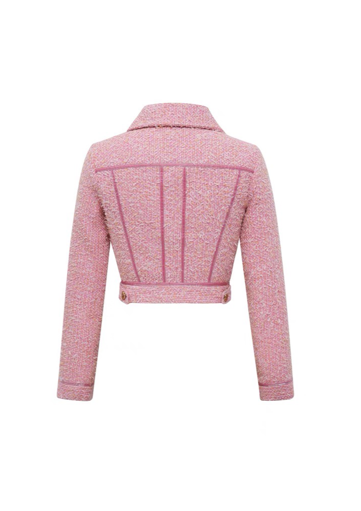Pink Tweed Panel Lapel Jacket