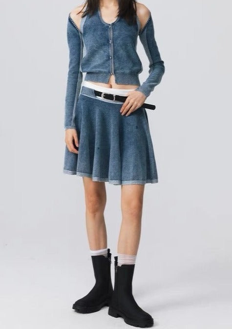 Knitted Denim Skirt