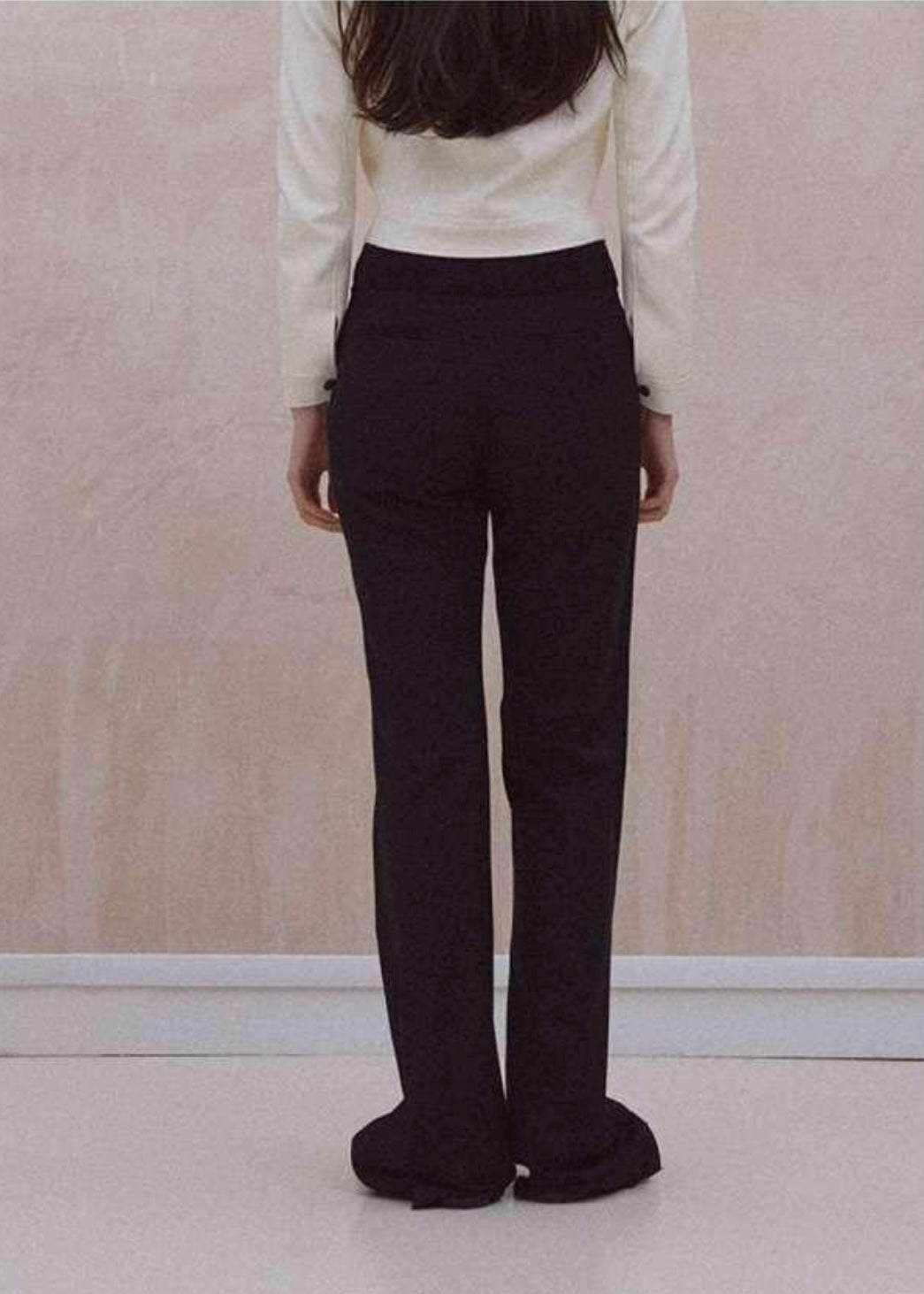 Asymmetric Faux Pleat Flared Trousers