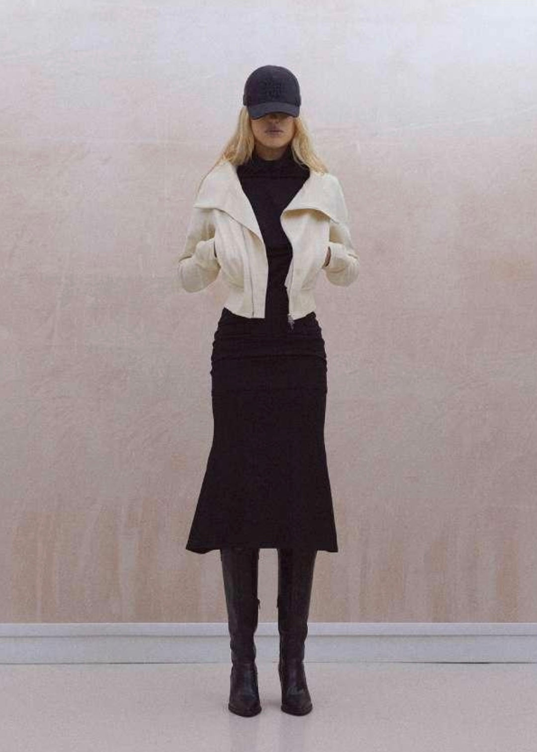 Asymmetric Zipper Slim Fit Short Cropped Rib Jacket