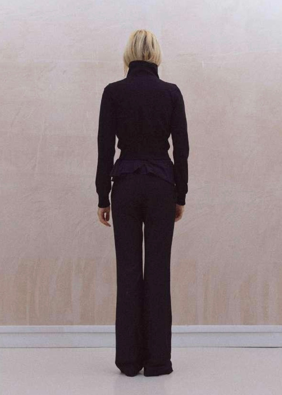 Asymmetric Zipper Slim Fit Short Cropped Rib Jacket