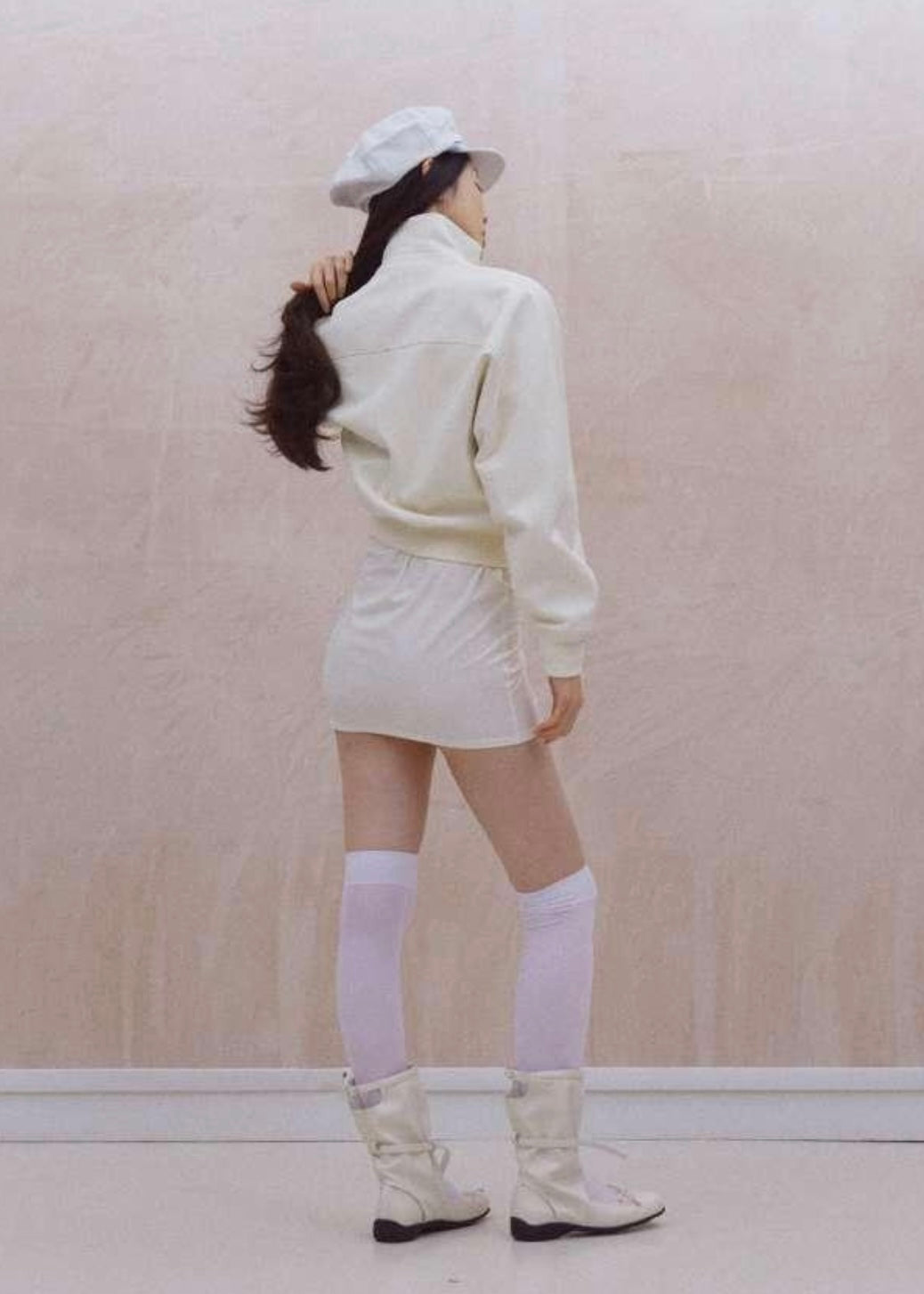 Stand Collar Short Cropped Boxy Leather Jacket