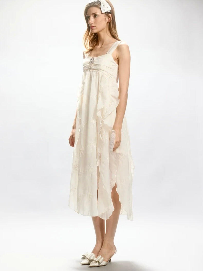 Embroidered Lace Halter Dress