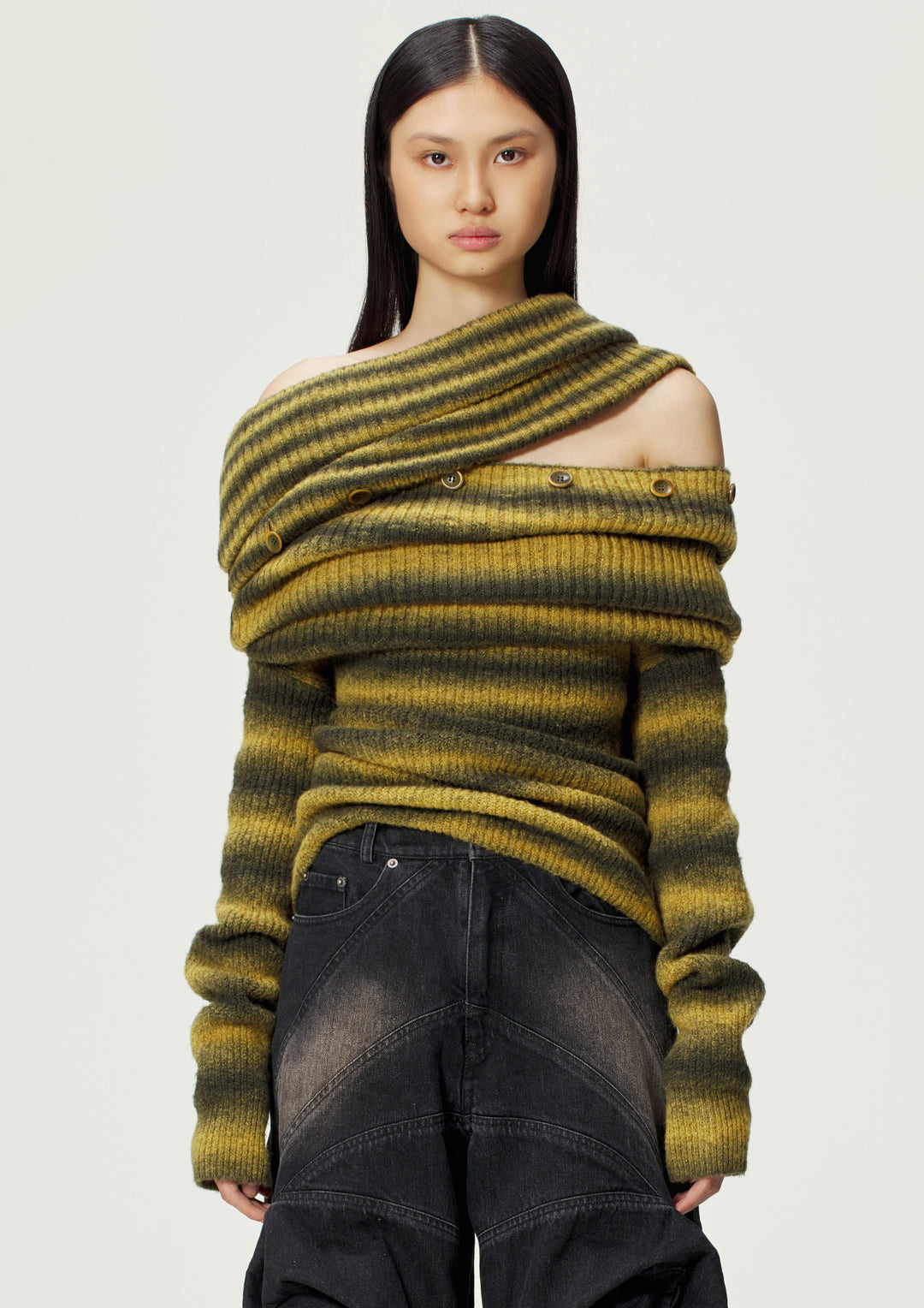 Green Striped Multi-Wear Sweater