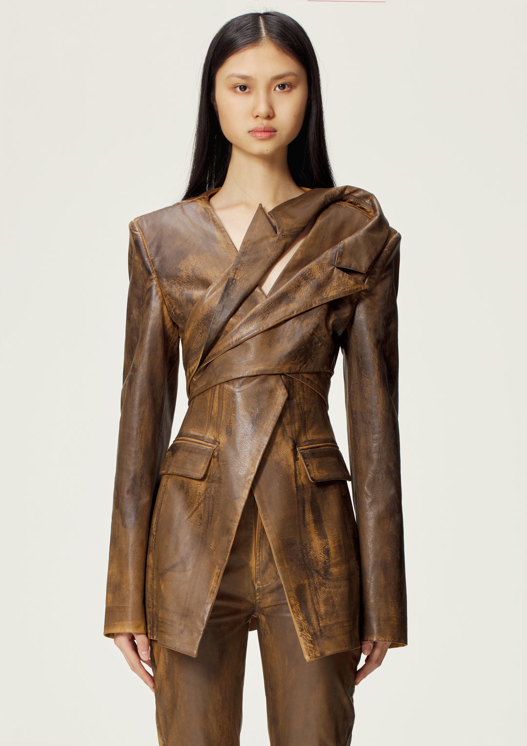 Dark brown asymmetrical blazer