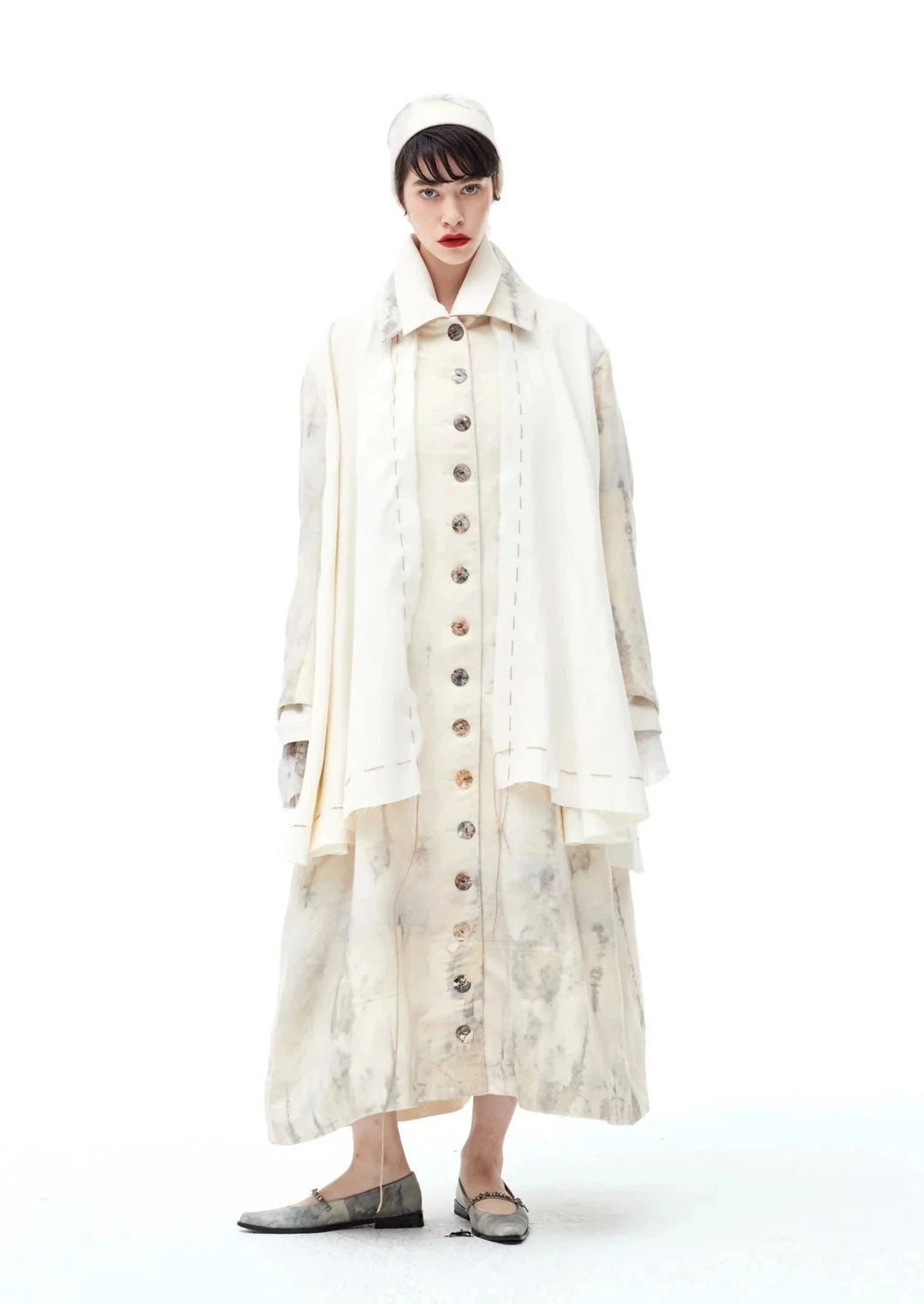 Dyed Wool Cloak Coat