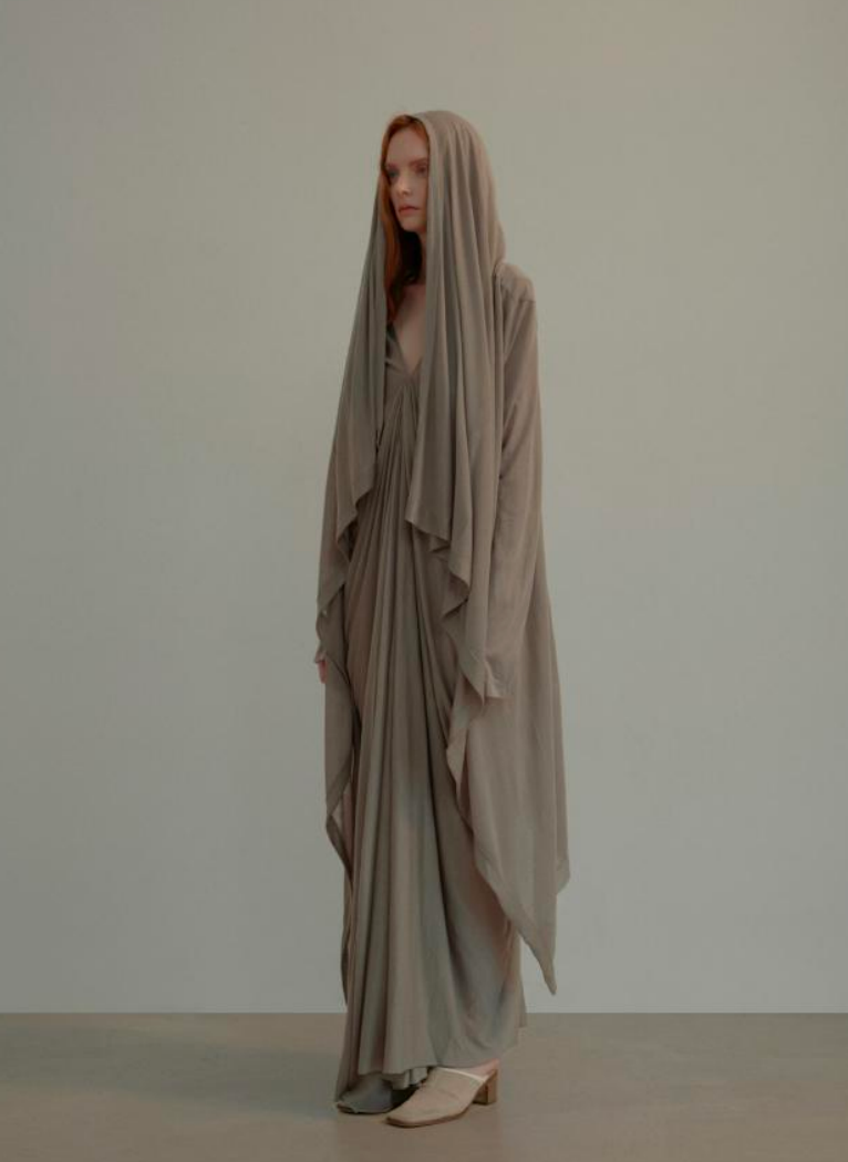 Drape Hooded Knitted Cardigan