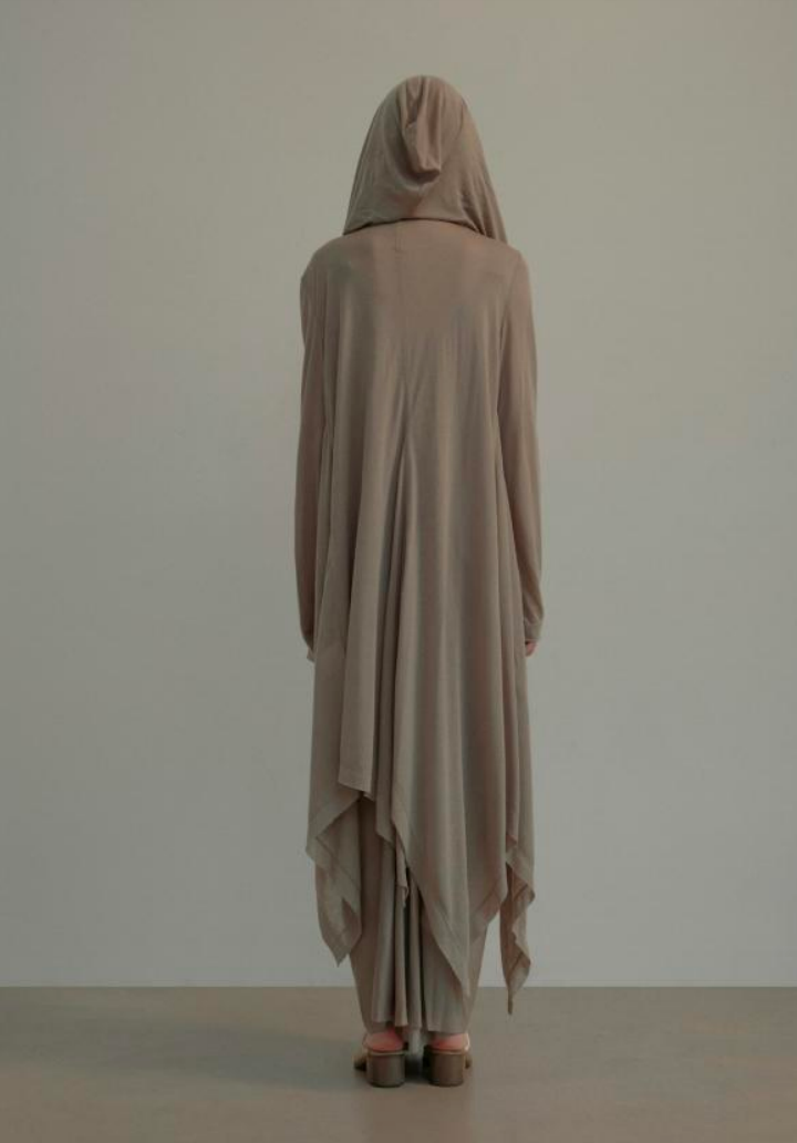 Drape Hooded Knitted Cardigan