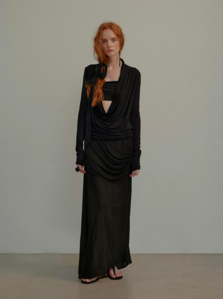 Knitted Pleated Sheer Skirt
