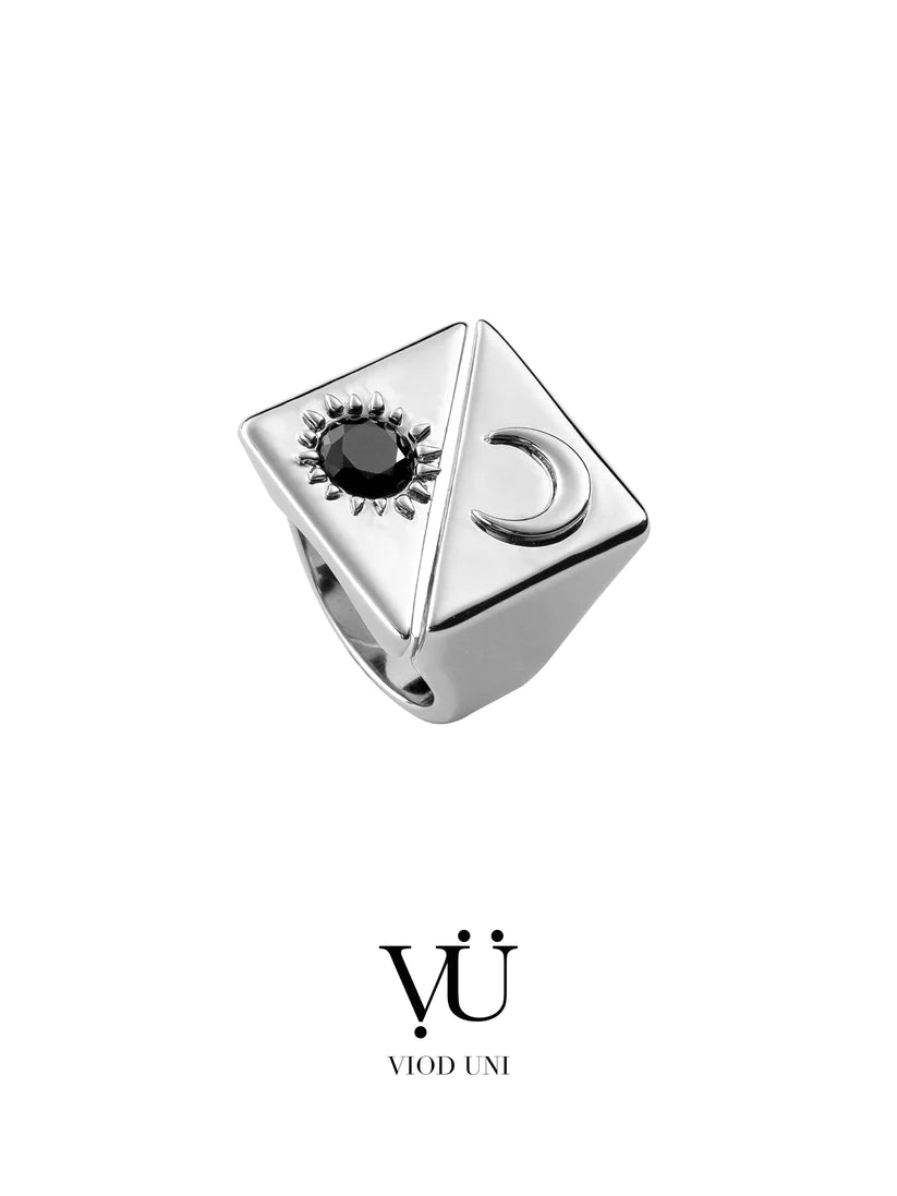 Star and Moon Separation Square Ring