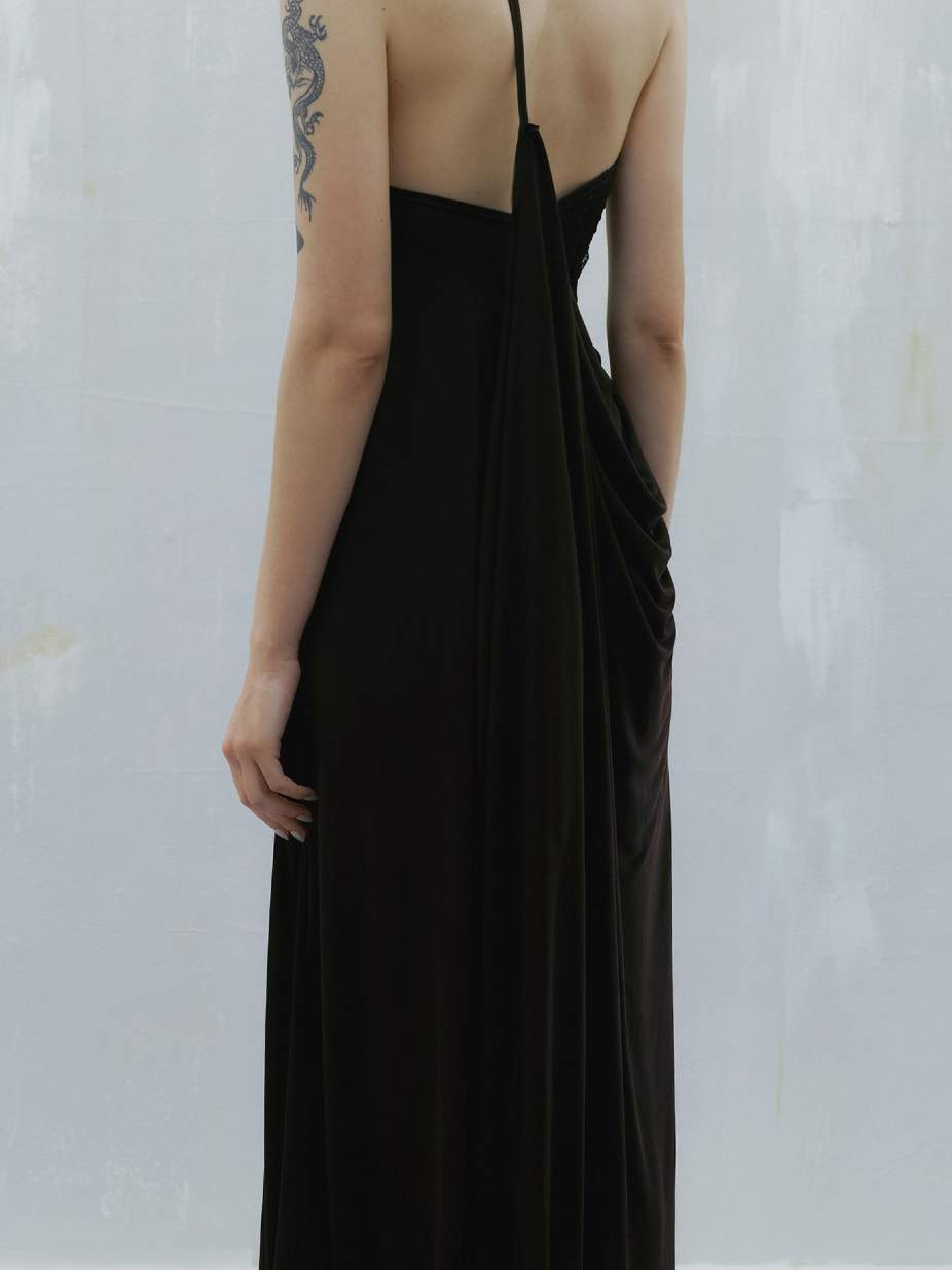 Cropped asymmetric one-shoulder dress