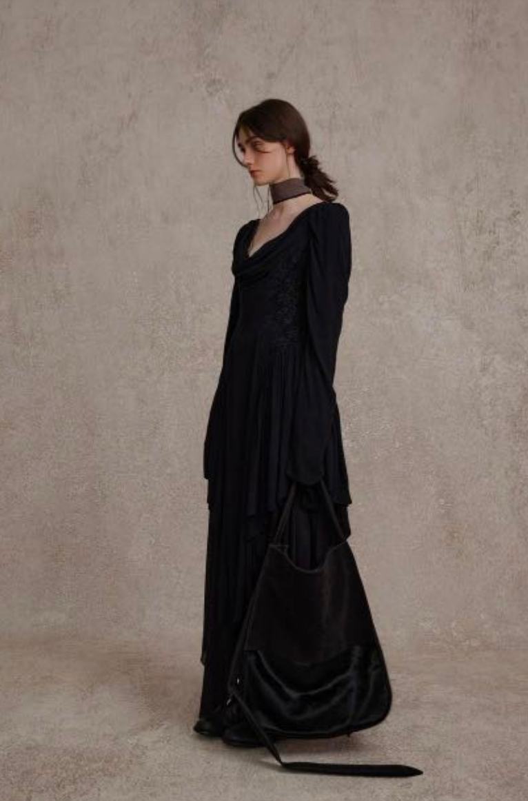 Jacquard Patchwork Swing Neck Dress