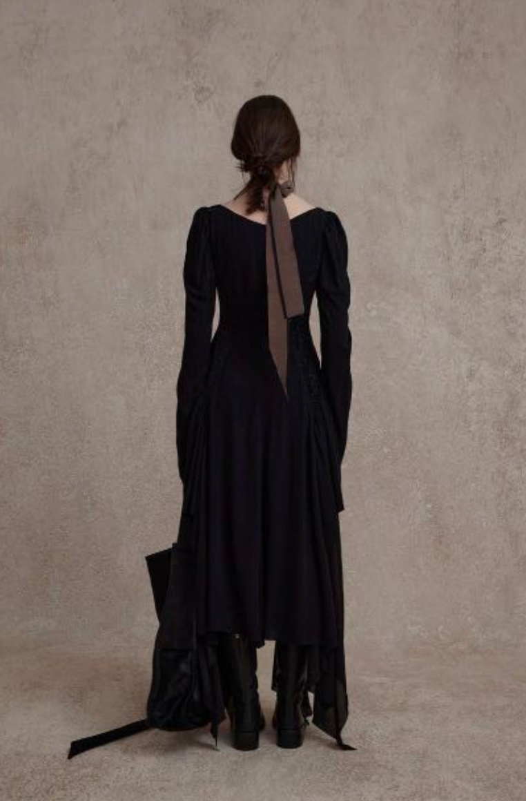 Jacquard Patchwork Swing Neck Dress