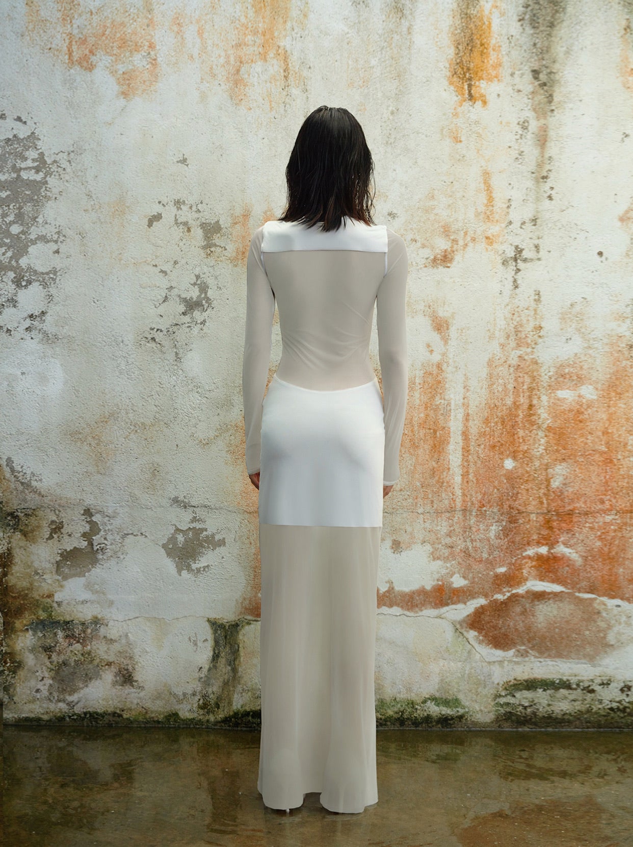 Patchwork Long Sleeve Sheer Maxi Dress – Atomicfield