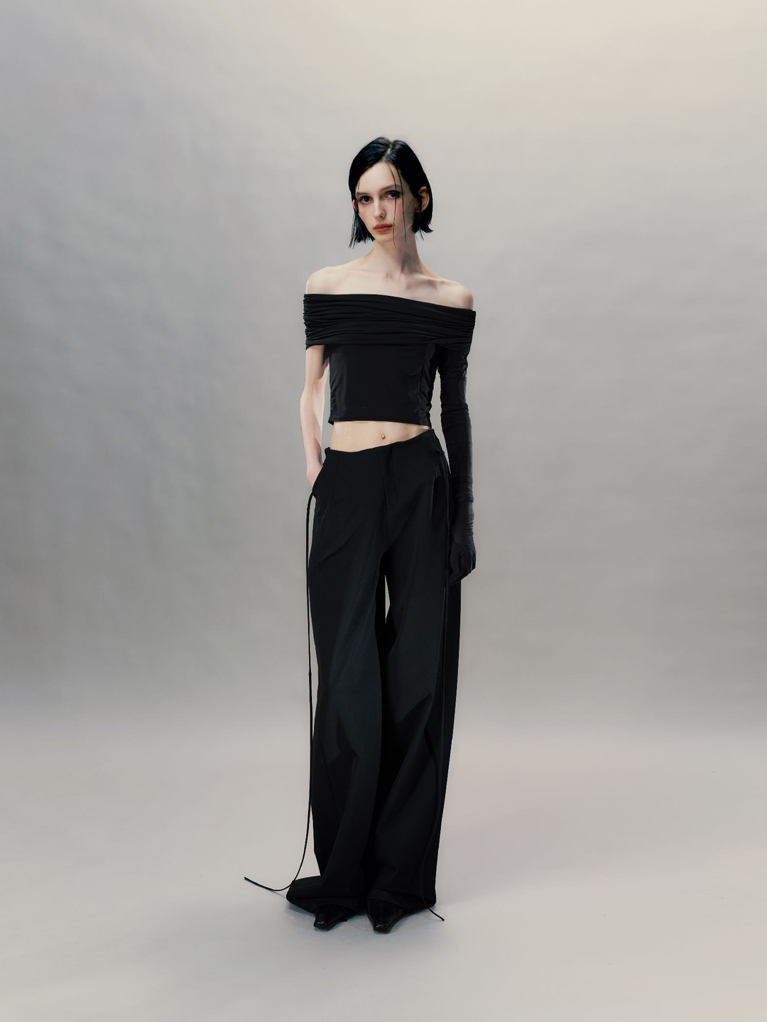 One-Shoulder Pile Pleat Top