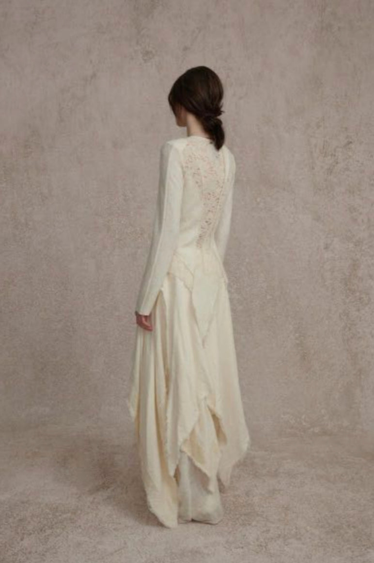 Trimmed Ripped Wool Skirt