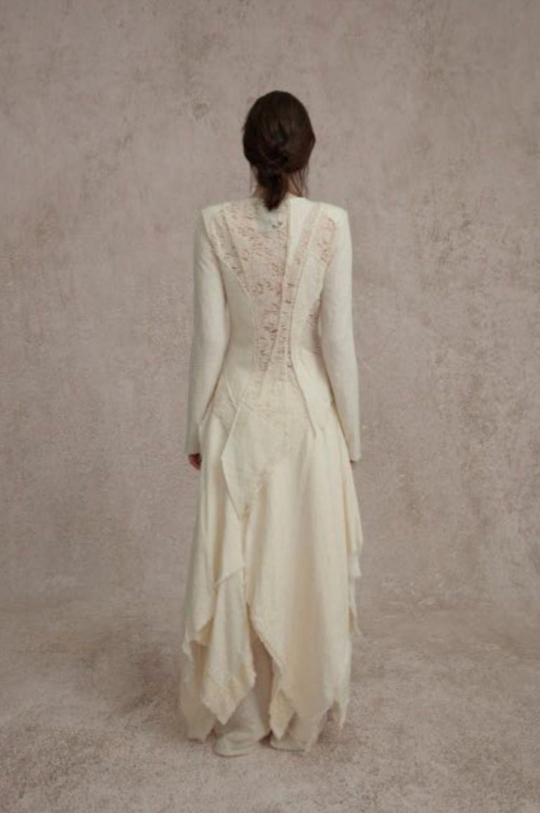 Trimmed Ripped Wool Skirt