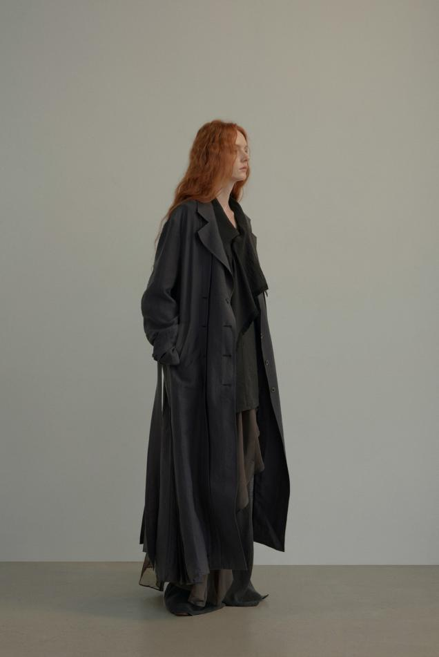 Organ Pleat Double Lapel Trench Coat