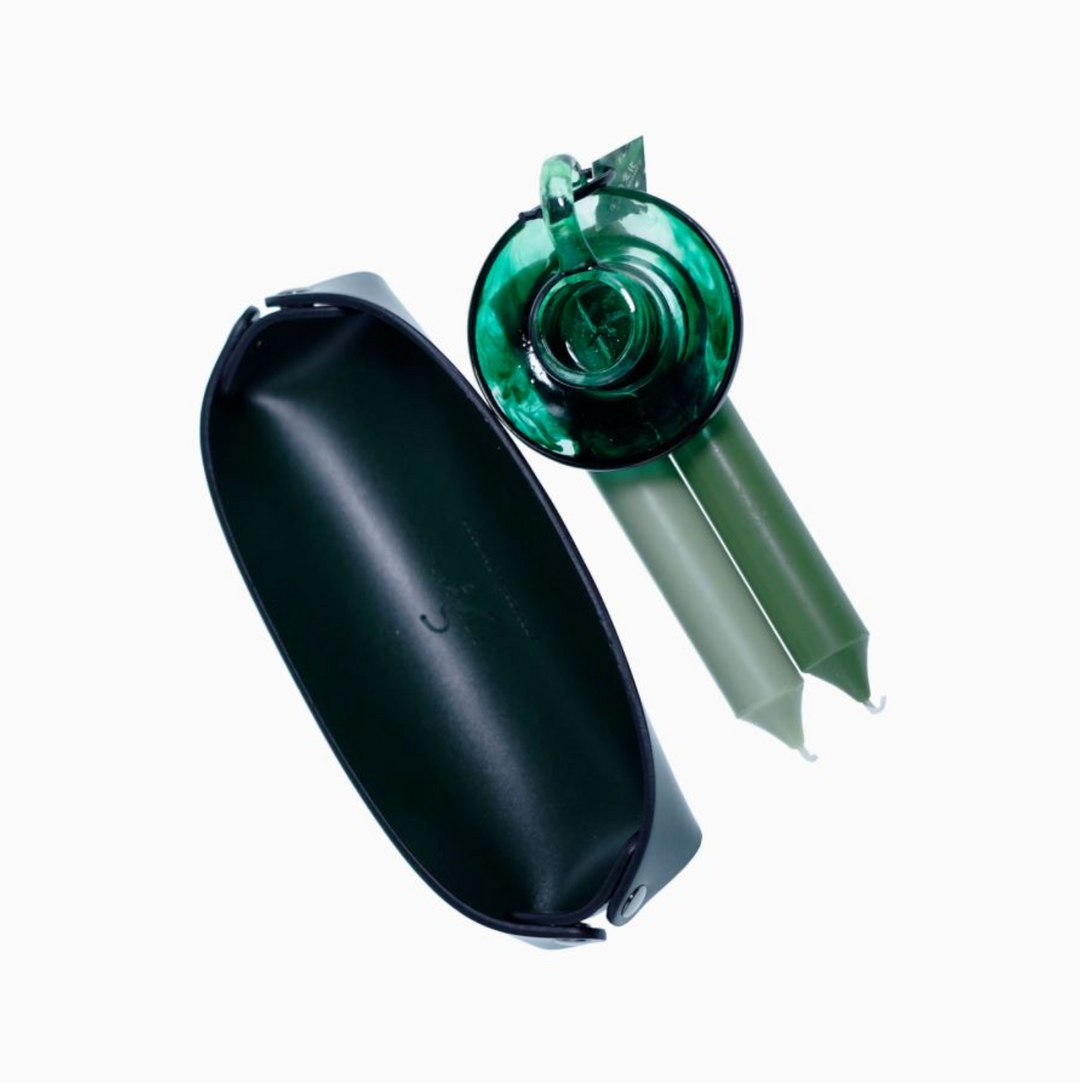 Turquoise green colored candle set