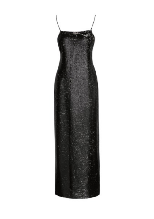 Black Gold Sequin Slip Dress