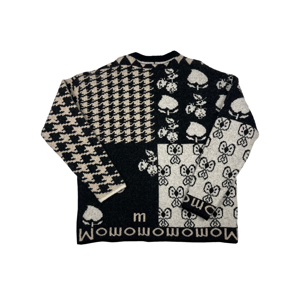 Logo jacquard round neck long sleeve sweater